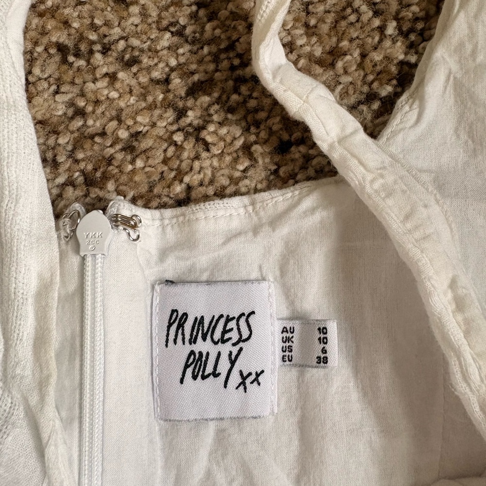 Princess Polly White Linen Dress Size 6 - Picture 3 of 4